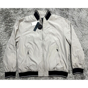 Perry Ellis Men's Lightweight Long Sleeve Jacket Stone Size M